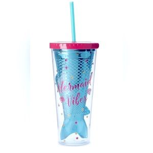 Mermaid Vibes Transparent Blue Mermaid Tail Tumbler New, Not insulated.